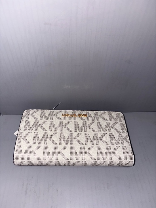Michael Kors Handbags - Michael Kors Cream MK Logo Zip-Around Continental Wallet